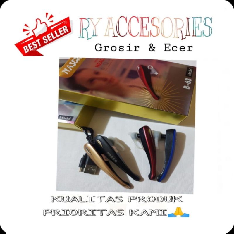 RY - Headset BT Naser B-63 / Handsfree Earphone Bluetooth Wireless Naser BT B-63 / Wireless Earphone