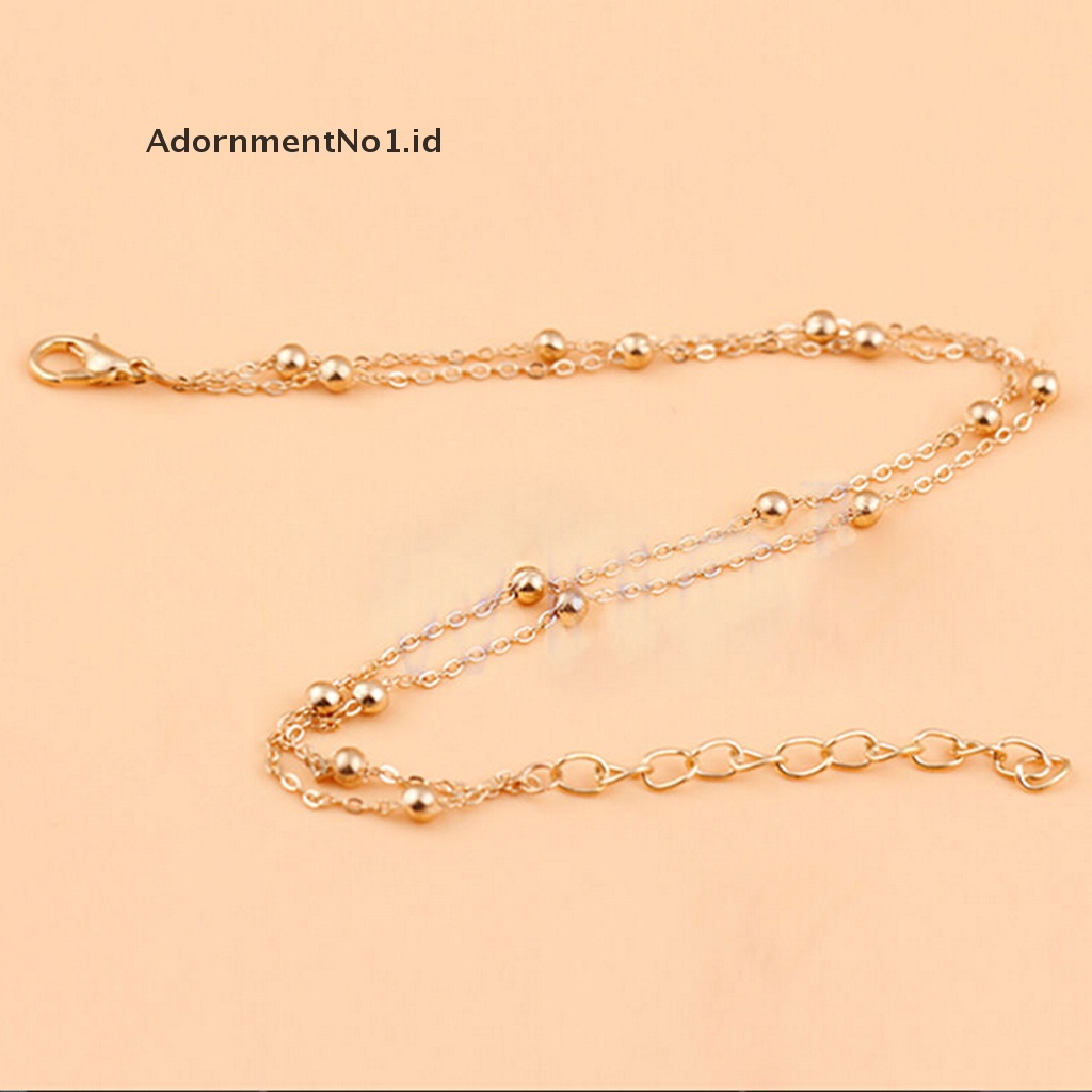 (AdornmentNo1) Gelang Kaki Rantai Ganda Warna Gold Untuk Wanita