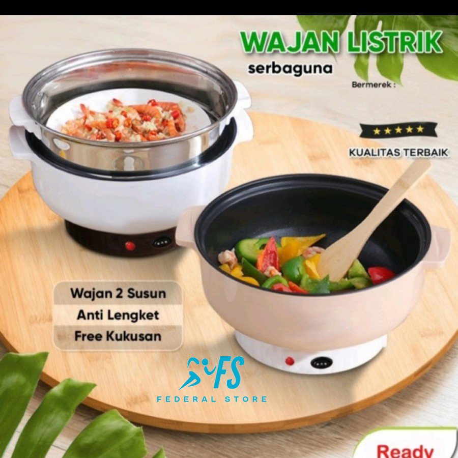 Panci Listrik Serbaguna Kapasitas Besar Multifungsi Kukusan 22CM