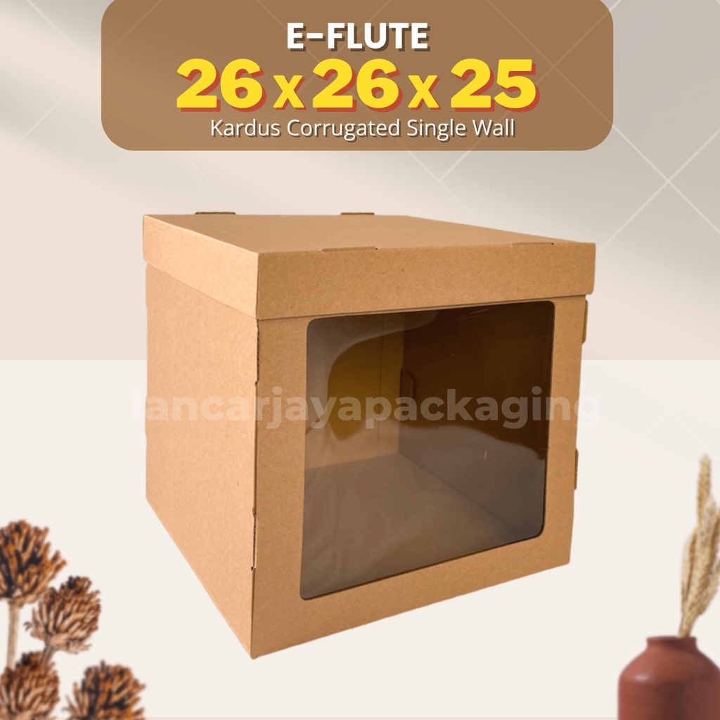 E-FLUTE Box Kue Tart Kotak Ulang Tahun Cake Kue Kardus Hampers Bingkisan 26x26x25 cm