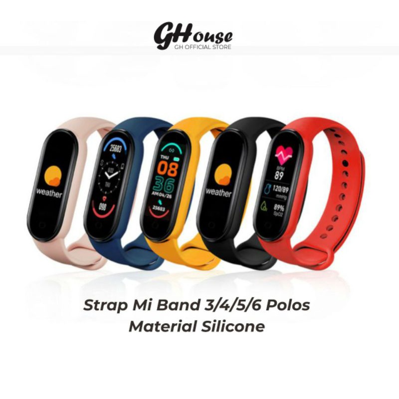 Tali Mi Band 3/4/5/6/7 Polos Strap Xiaomi Mi Band 3/4/5/6/7 Silicone Recycle Material