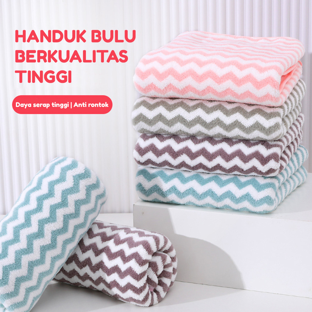 Handuk Mandi Motif Zigzag Halus Lembut Ukuran 50x100cm Bahan Polyester Pria Wanita Dewasa Terbaru Import - H42-A - Megahome Decor