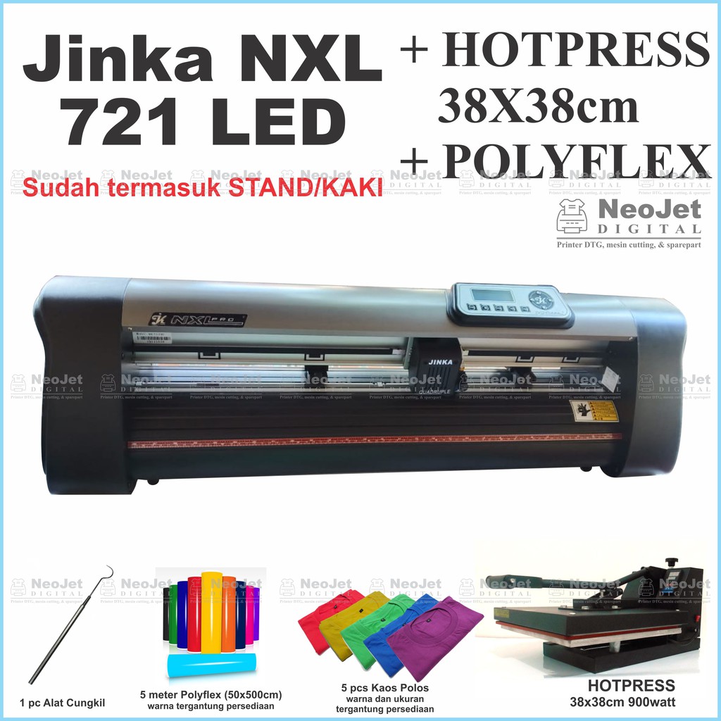 

Paket Mesin Cutting Sticker JINKA 721 NXL 60cm LED Polyflex Hotpress Kaos Polos Alat Cungkil