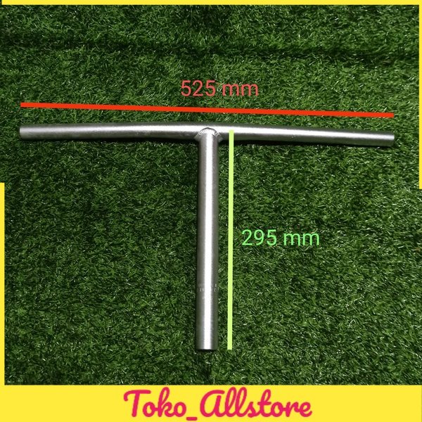 Stang Sepeda Lipat model T insert Handlepost 28.6 silver alloy Alluminium