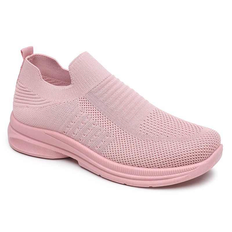 [GROSIR][COD] SEVEN_DAY SEPATU RAJUT SLIP ON WANITA OLAHRAGA TANPA TALI SPORT SHOES PINK A-6613