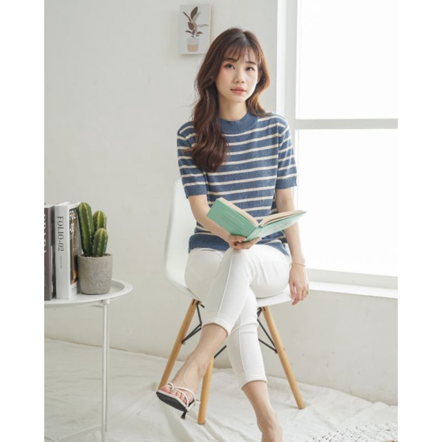 Emma Top Cotton Knit - Atasan Rajut Wanita Tangan Pendek - Korean Top Short Sleeve (301)