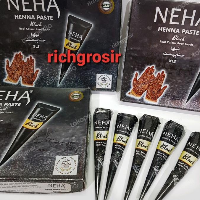 Best Product (12 Pc) Henna Paste Tato Tangan Hitam Black Neha Original Bpom - Paling Diminati