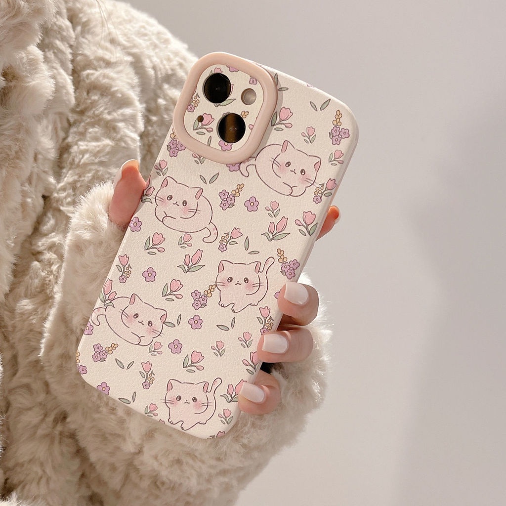 Dicetak Pola Kucing Mini Casing Ponsel IPhone 12 13 11 Pro Max X Xs Max Xr 7 8 Plus Casing Silikon Pzxm