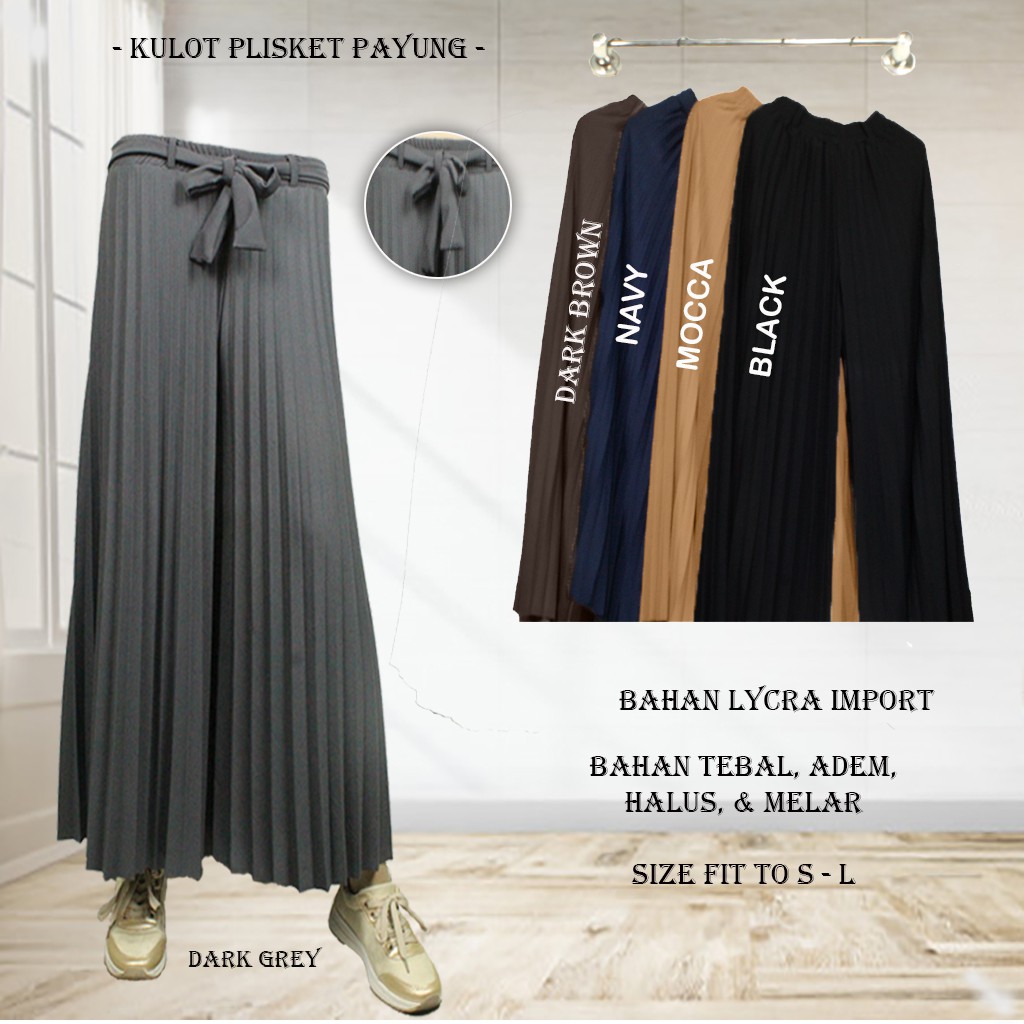 Celana Payung Plisket / pleats Lycra Import