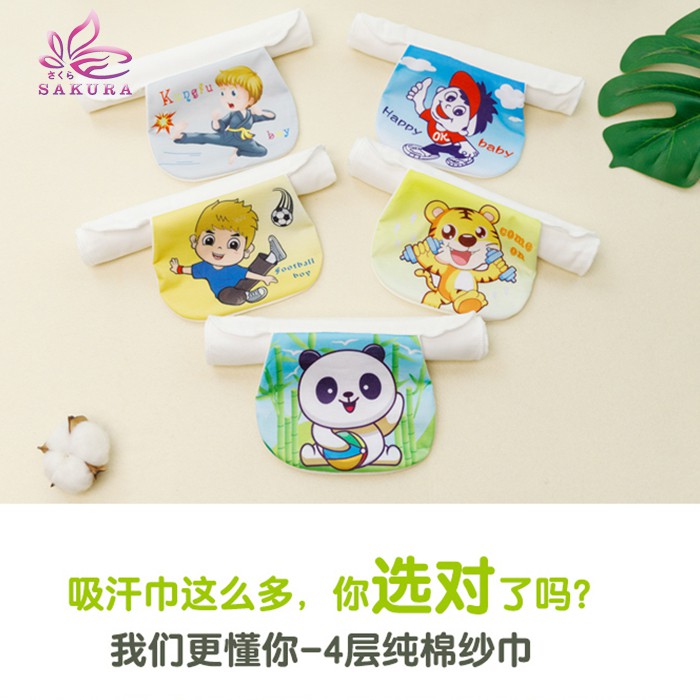 HANDUK PUNGGUNG BAYI ISI 2 PCS Penyerap Keringat Punggung Bayi / bahan katun motif kartun-SOSOYO