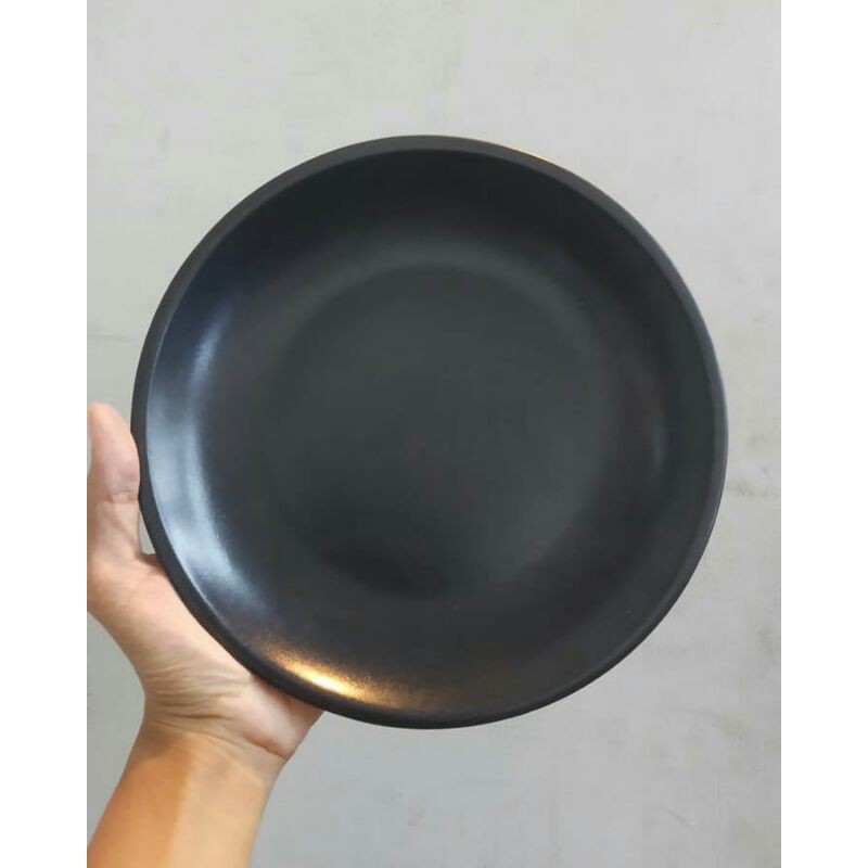 BLACKY SALAD PLATE PIRING MAKAN KERAMIK CAFE KAFE HITS MERK SANGO TABLEWARE HITAM POLOS