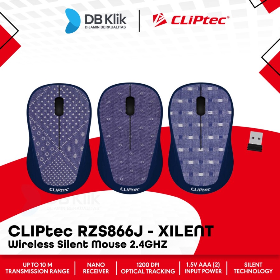 Mouse CLIPtec RZS866J Wireless Silent 2.4GHZ 1200DPI - Xilent