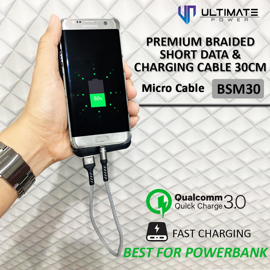 Kabel Data and Charging Cable 30CM Micro Ultimate Power Premium Braided USB