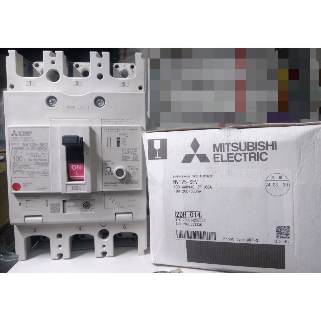 ELCB mitsubishi NV 125 SEV 3p 100A, 100-200-500 mA, 100-440VAC