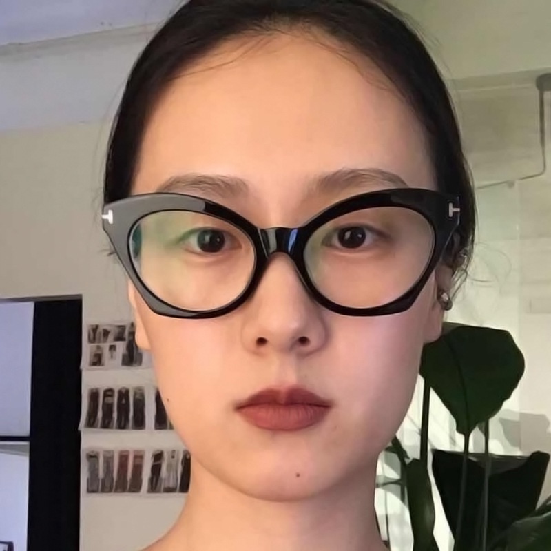 （YUZHU）COD Mode Baru Kacamata Anti Biru Retro Cat Eye Kacamata Kepribadian Hitam Cerah