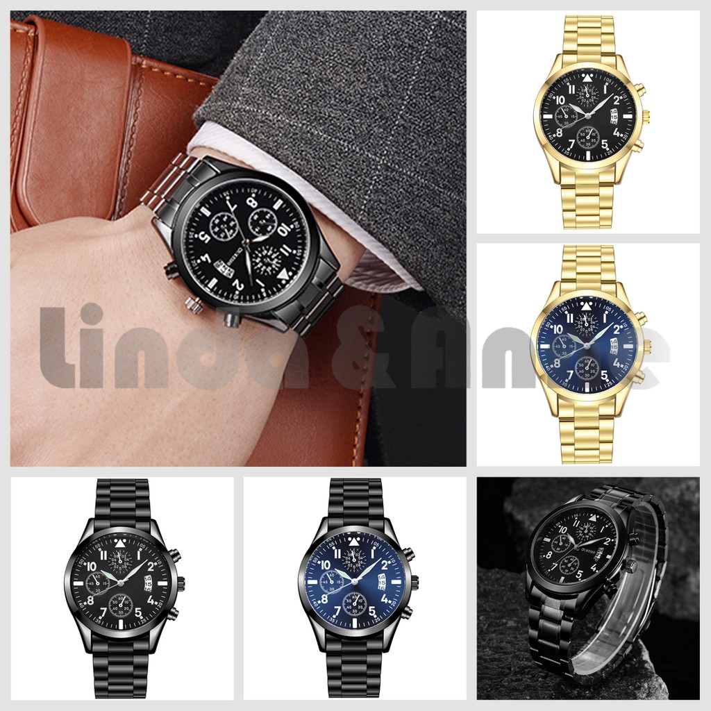 Jam Tangan Rantai Pria Casual Three Eye Analog Quartz Dengan Gaya Casual Fashion Pria