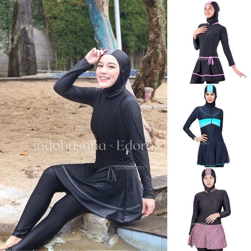 Baju Renang Wanita Muslim Hijab Dewasa Muslimah Slim Fit ES ML DW EDORA