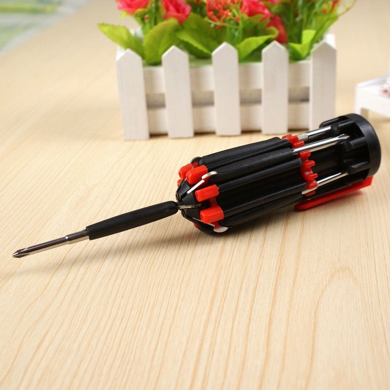 Set Obeng 8 in 1 Multifungsi / Obeng + Senter Lampu Led Perkakas Screwdrivers Travel / Obeng Set 8 in 1 Lengkap Lampu Led