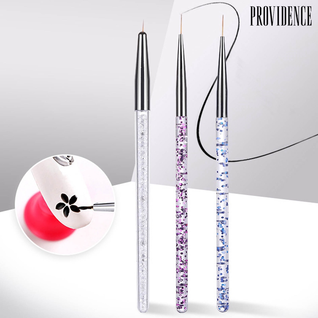 Providence 3pcs / Set Kuas Nail Art Gagang Ergonomis Ultra Tipis