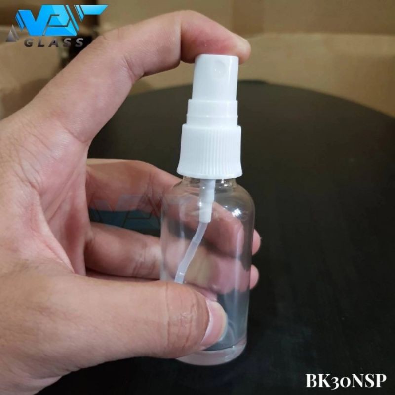 botol spray 30ml kaca bening tebal / botol serum kaca 30ml