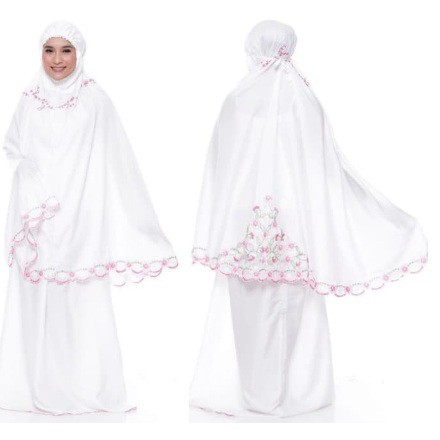 Mukena bordir pinggul raisa warna bahan katun mikromukena best seller