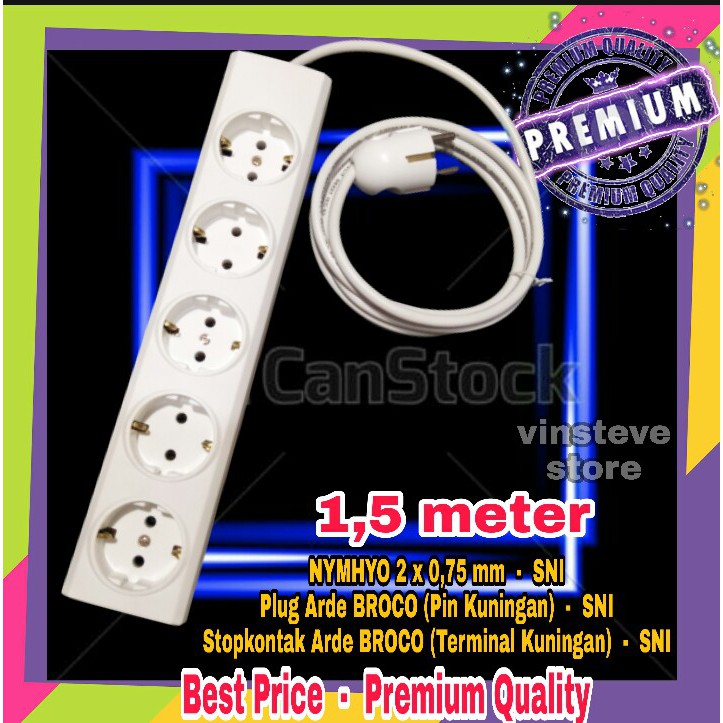 Stop Kontak Kabel BROCO 5 Lubang 1,5 Meter