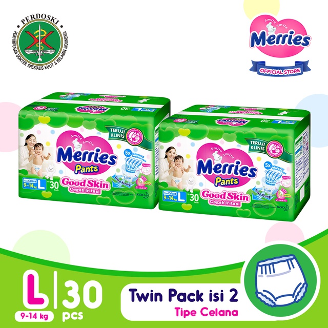 Merries Pants Good Skin L 30 Twinpack | Shopee Indonesia