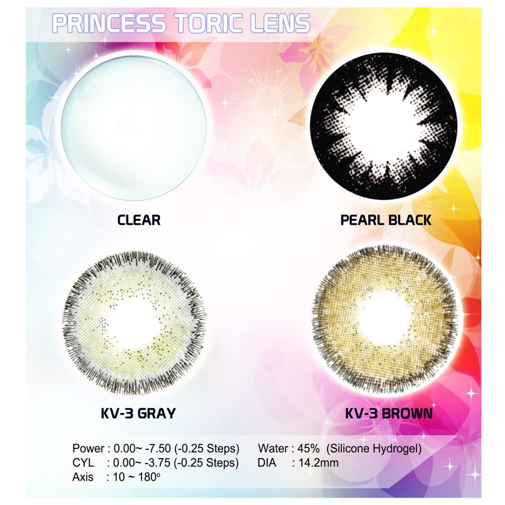 Softlens Toric Silinder Cylinder Minus Princess EOS Bening Black Gray Brown Astigmatism Ready Stock