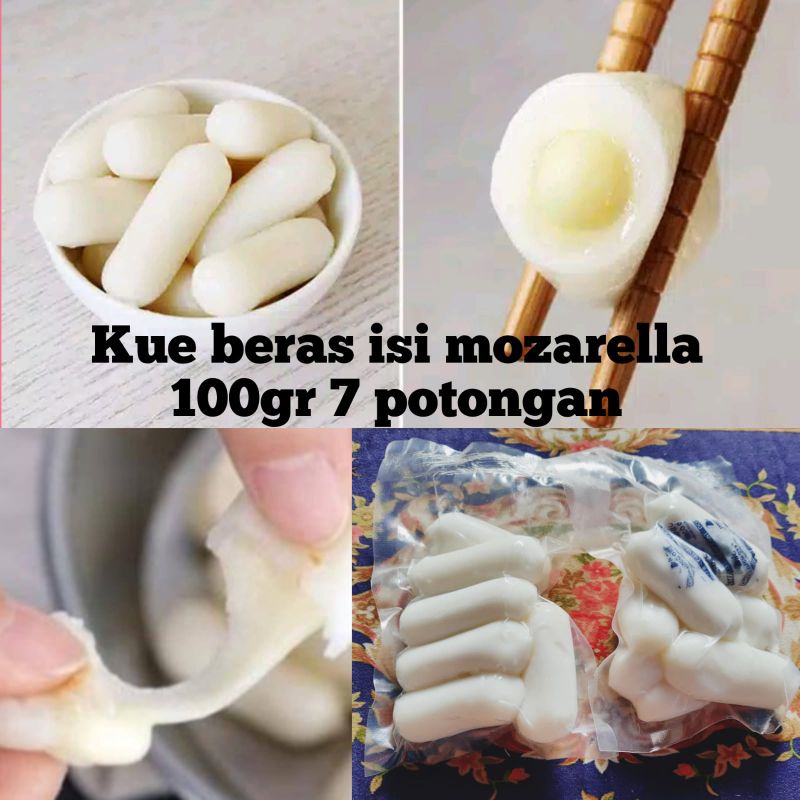 paket topoki isi mozarella kue beras isi keju mozarella saus gochujang gochugaru bubuk cabe wijen rice cake mozarella