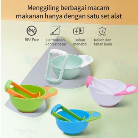 Food Masher Grinder Bowl| Mangkok Penghalus Pelumat Pembuat Makanan MPASI | Baby Food Maker