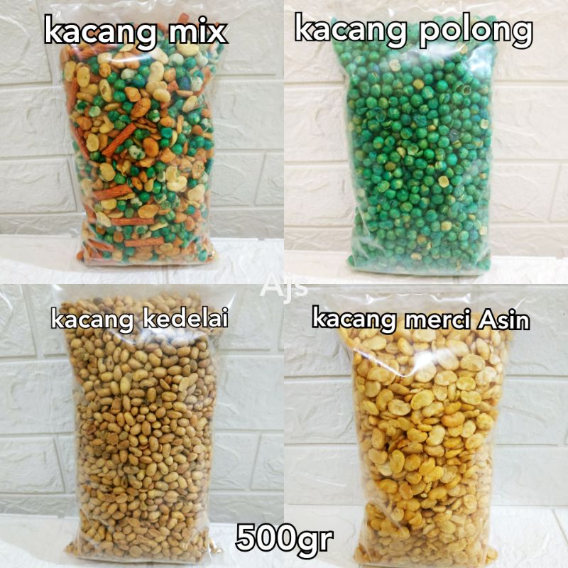 

kacang mix/kacang campur/mix nut / kacang polong/ kacang kedelai / kacang merci 500gr