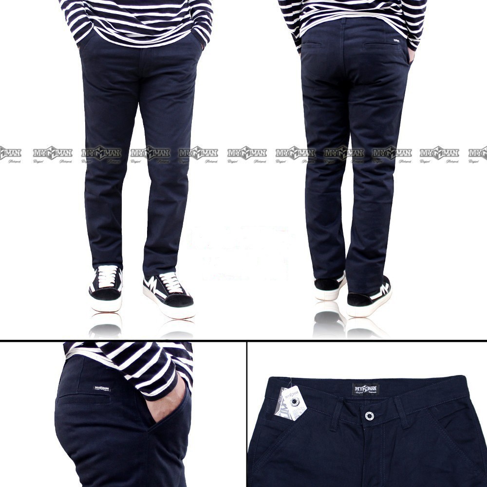 Celana Chino Panjang Pria Celana Chino Panjang Biru Distro Murah Chino Warna Navy MY MAN art CM334