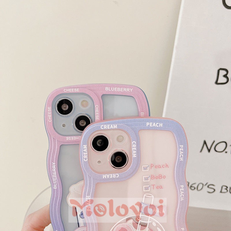 Soft Case TPU Motif Milk Tea Untuk IPhone 11 12 13 14 Pro MAX XR X XS MAX 6 6s 7 8 14 Plus SE 2020