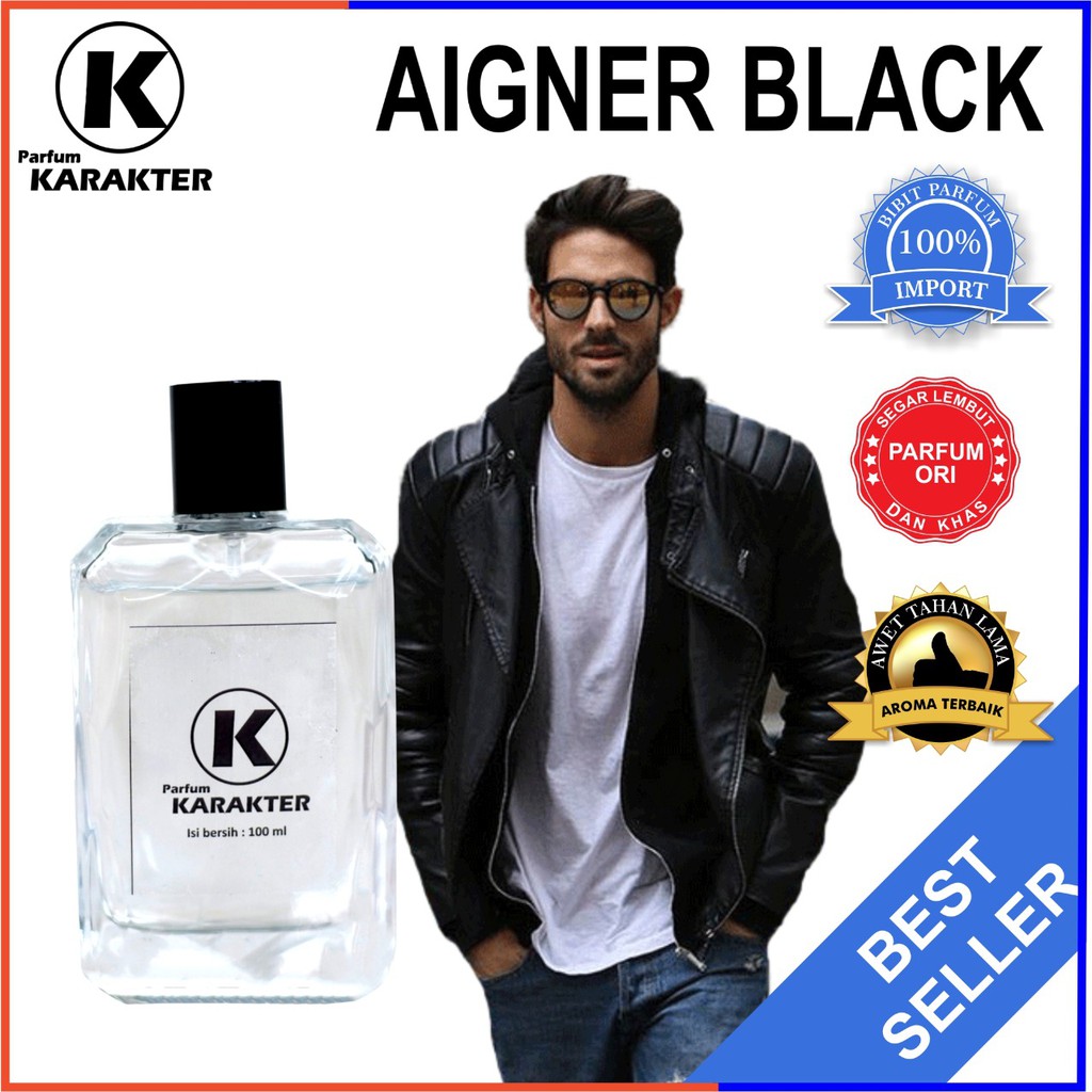 Bisa Cod | Parfum Cowok Aigner Black  Bibit Parfum Import Wangi &amp; Tahan Lama  Kemasan 100ml