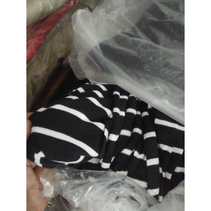 Baru! CVC Lacoste Salur Kiloan / Kain Kaos Stripe / Stripes / Motif Garis