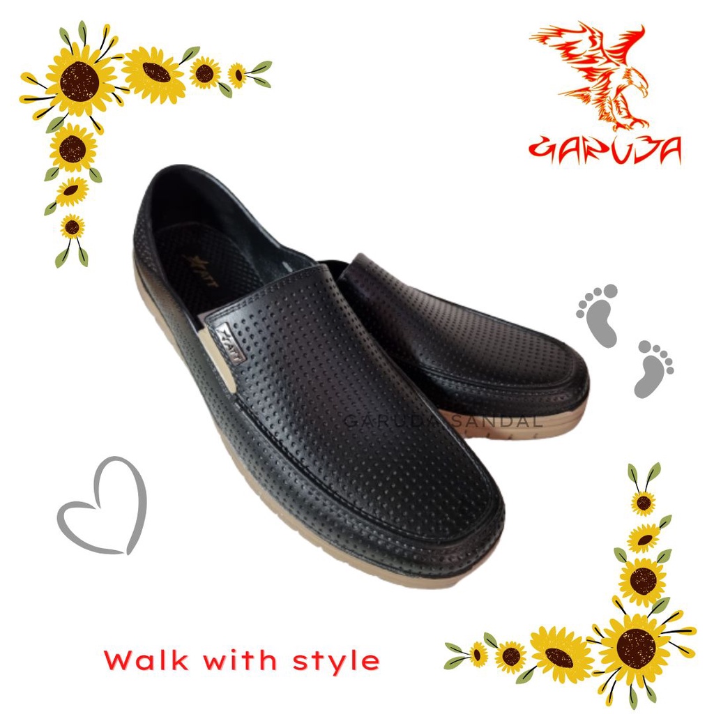 Sepatu Slip On Pria ATT AWKN 596 Karet Pria Pantofel Trendy Formal Tahan air