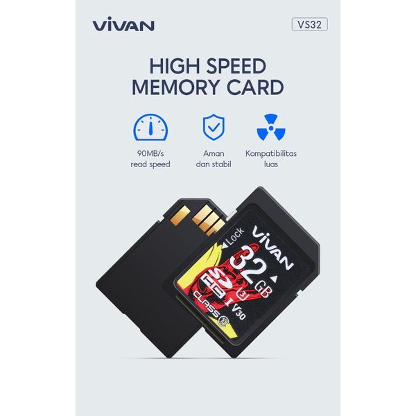 Vivan TF Card SD Card VS32 32GB High Speed SDHC Class 10 90MB/S  - Lifetime Warranty