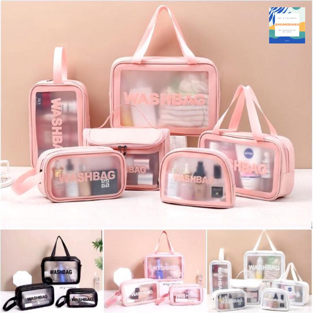 Tas Kosmetik Tas WASHBAG Travel Pouch Make Up Organizer Transparan Waterproof Portable WASHBAG Murah Bagus