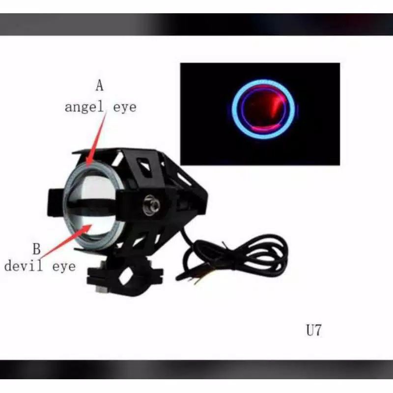 lampu tembak - lampu sorot angle eyes-devil eyes LED u7 cree transformer projector - projie motor