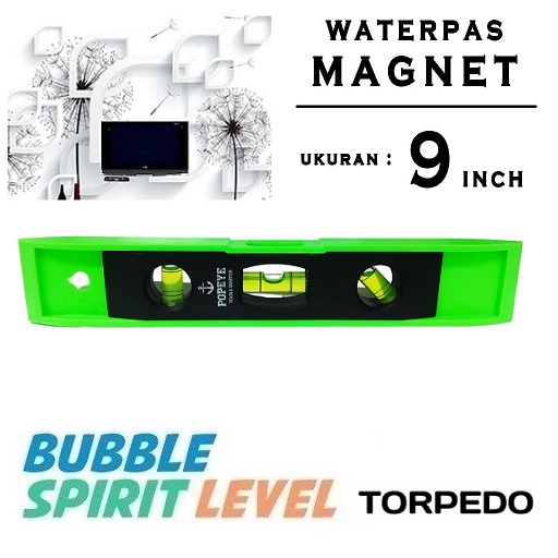 Waterpass Magnet 9 Inch (22.5 CM) 3 Spirit Level Torpedo Water Pass Mini Magnetic Alat Ukur Vertikal Horizontal Diagonal