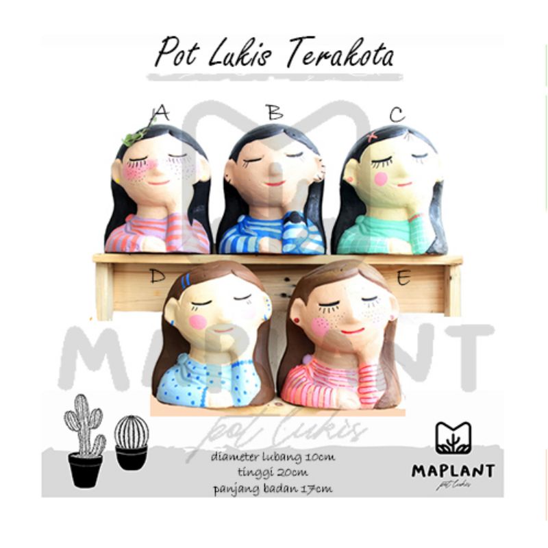 pot karakter / pot princess / pot lukis / pot gerabah / pot tanah liat / pot terakota / pot terracot