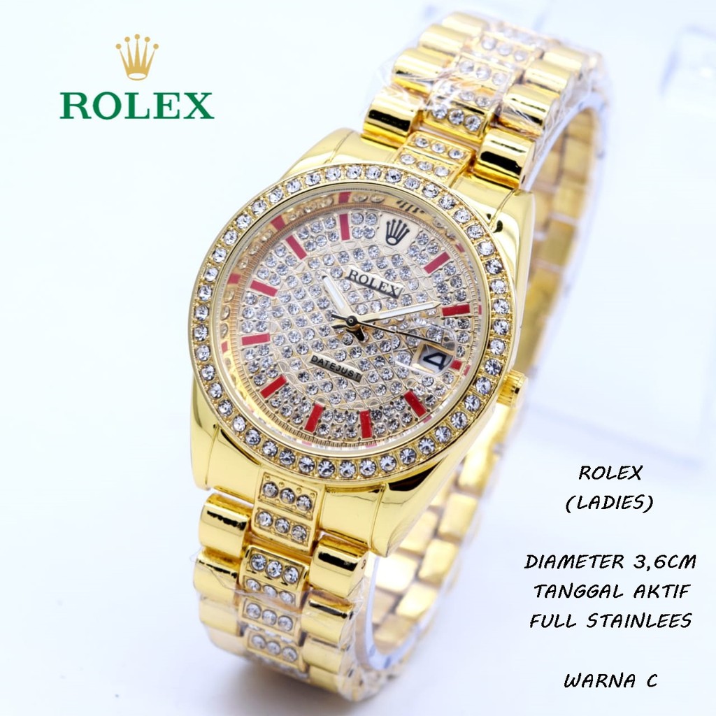 JAM TANGAN WANITA ROLEX RANTAI DIAMOND TANGGAL AKTIF