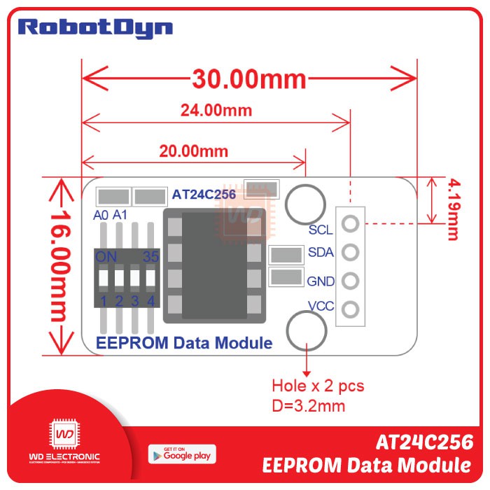 AT24C256 I2C INTERFACE EEPROM MEMORY MODULE