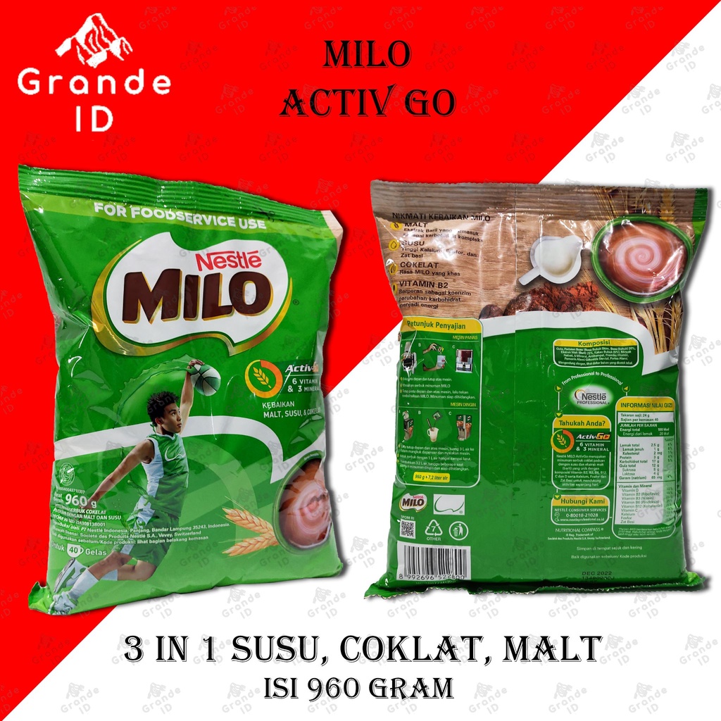 

MILO 960 GRAM ACTIV GO 3 IN 1 SUSU COKLAT MALT NESTLE FOOD SERVICE USE