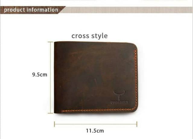 Cowather Dompet Kulit Pria Vintage Genuine Leather