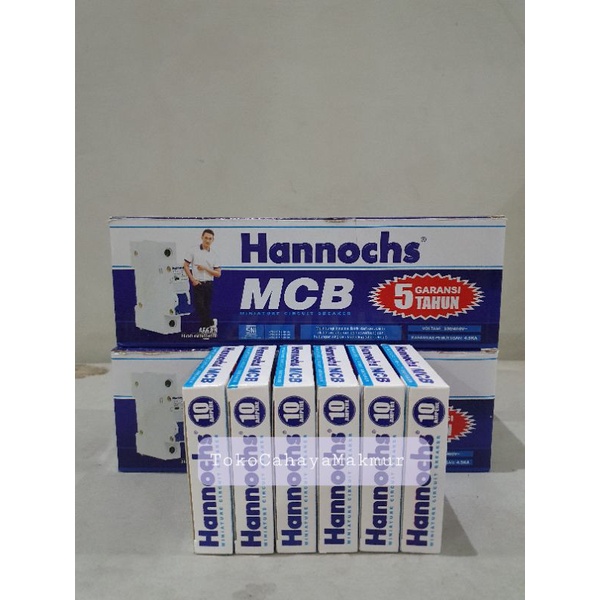 MCB Stut 1P 1Phase Hannochs 2A,4A,6A,10A,16A,20A,25A,32A,40A SNI