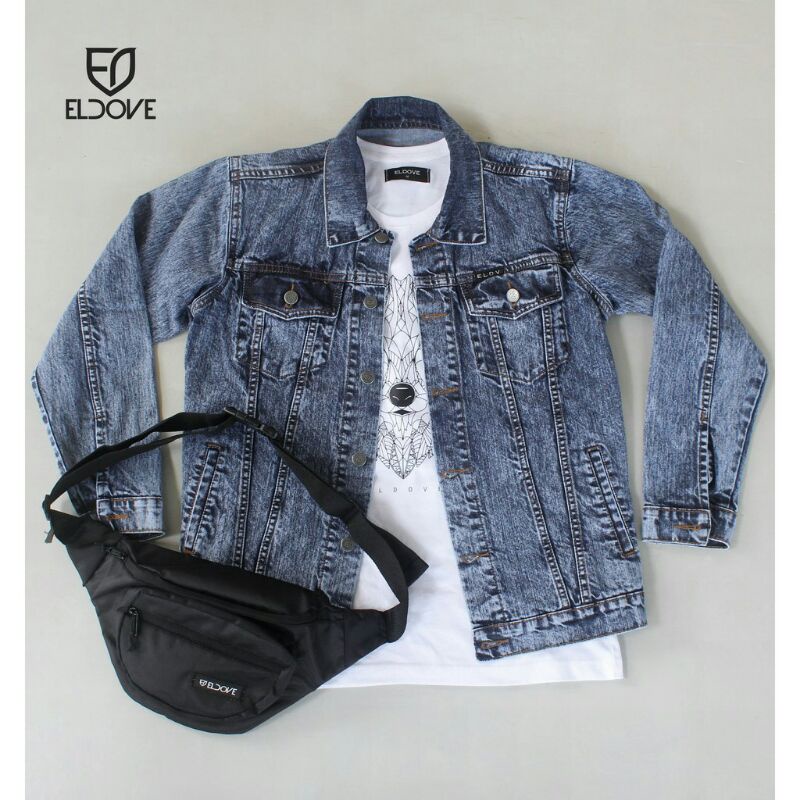 Paket Jaket Denim Premium Dark Blue Snow Trend | Eldove002