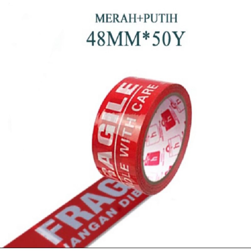 

Lakban Merah Putih 48mm x 50 Yard Lakban Fragile Selotip Isolasi Perekat