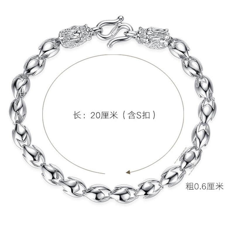 Gelang sterling silver 925 Hias Manik-Manik Model hollow pixiu 50% Untuk Pria