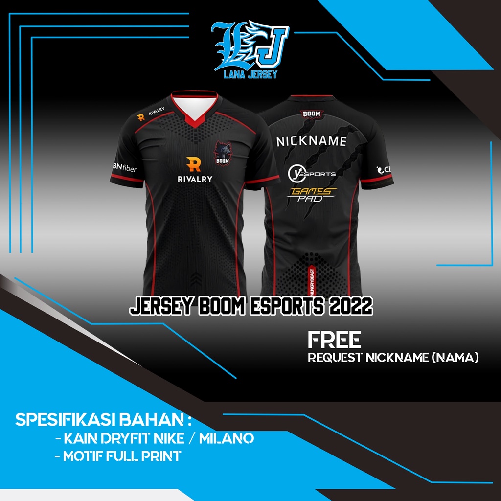 JERSEY BOOM ID ESPORT 2022 FREE REQUEST NICKNAME